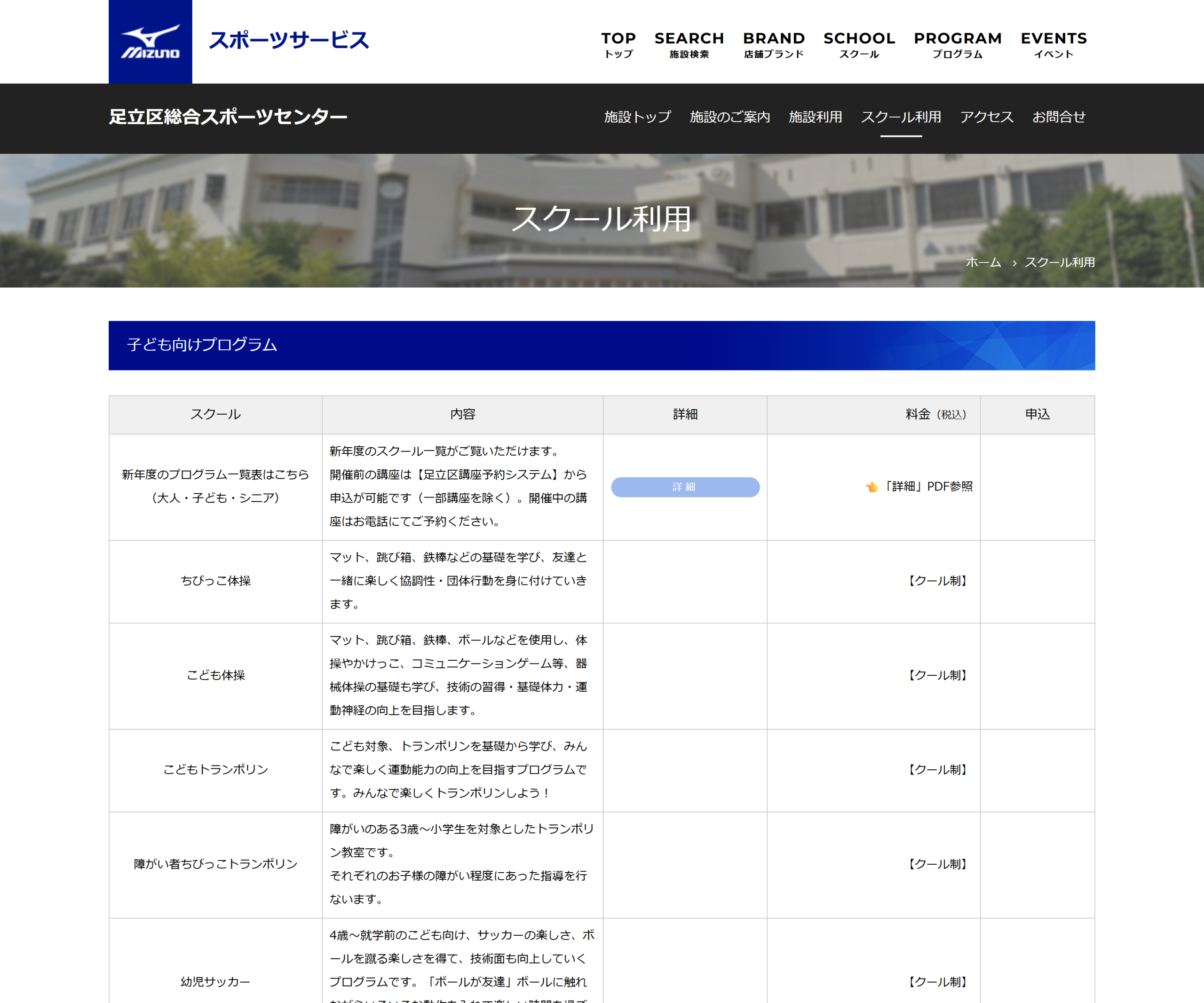 足立区総合スポーツセンター テニス ステップアップ教室公式サイトのスクリーンショット