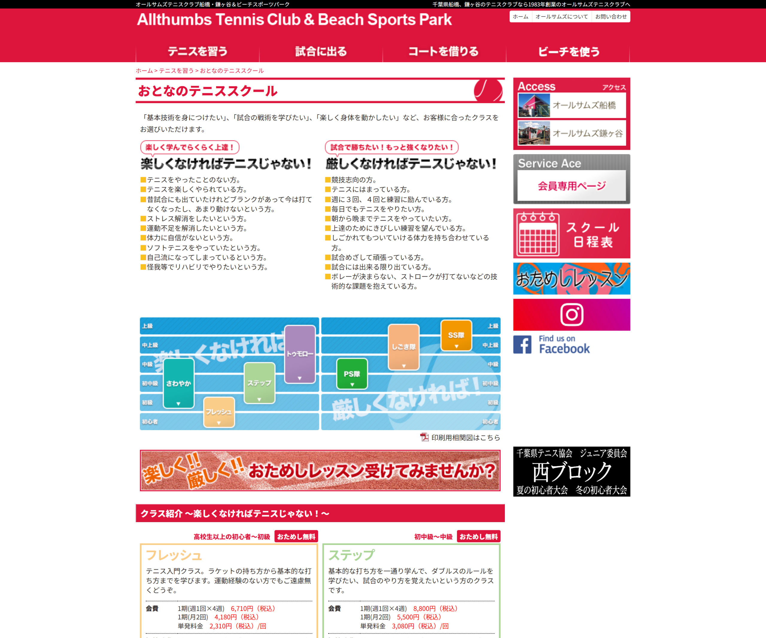 オールサムズテニスクラブ船橋のスクリーンショット