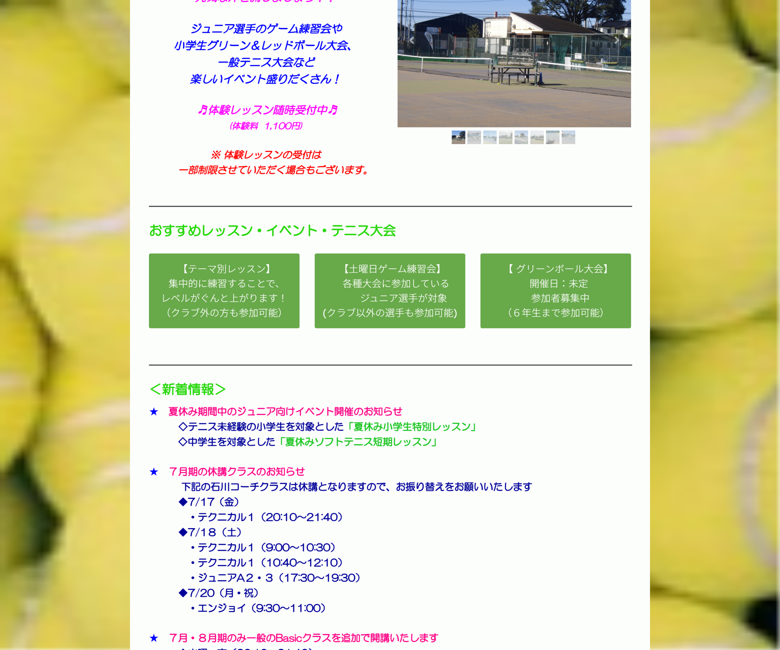 エーステニスアカデミー 酒門校公式サイトのスクリーンショット